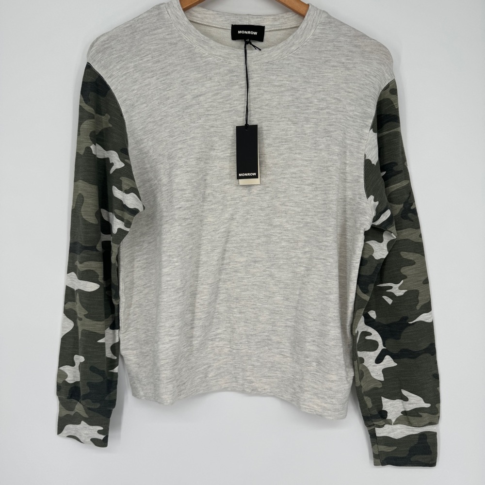 NWT Monrow Urban Camo Colorblock Sweatshirt // Small